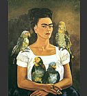 Frida Paintings - Me and My Parrots by Frida Kahlo